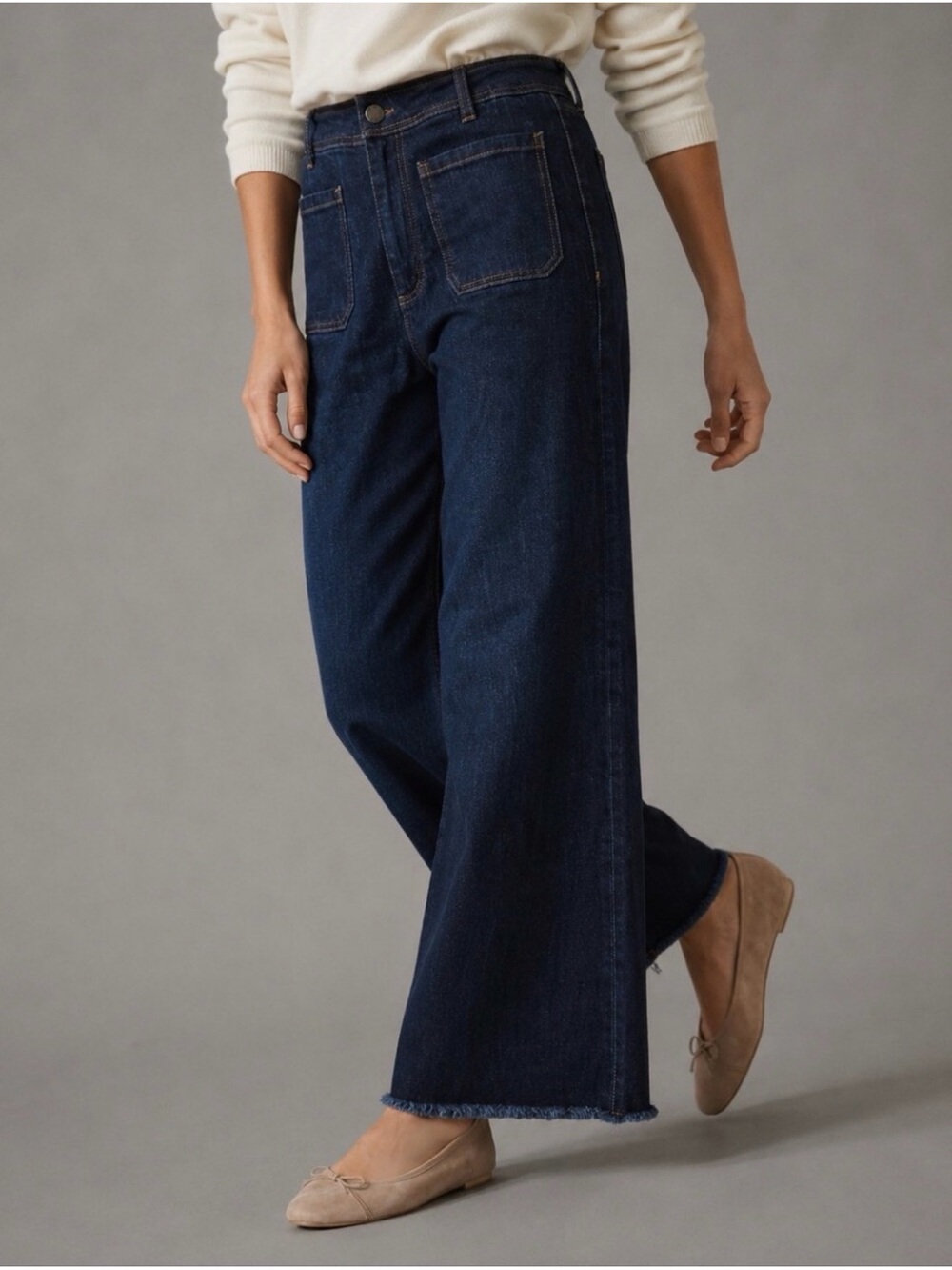 OAT New York Sailor Style Wide Leg Raw Hem Jeans Womens Size 8/29